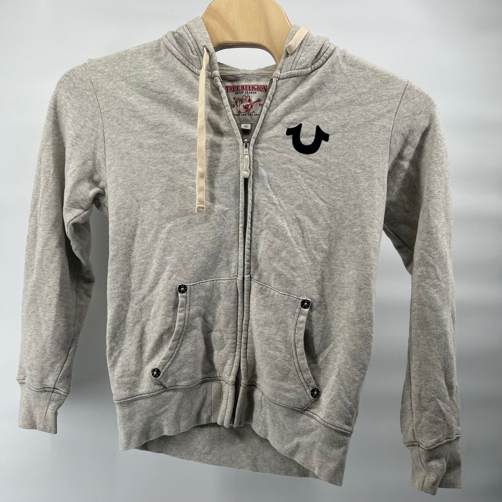 True Religion Mens Heather Gray Buddha World Tour Full Zip Hoodie Sweatshirt S - Picture 3 of 13